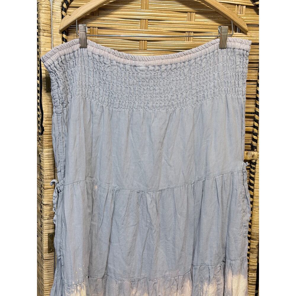 Cotton Flower 100% cotton boho tiered skirt bleach distressed cargo pocket large - Picture 13 of 13